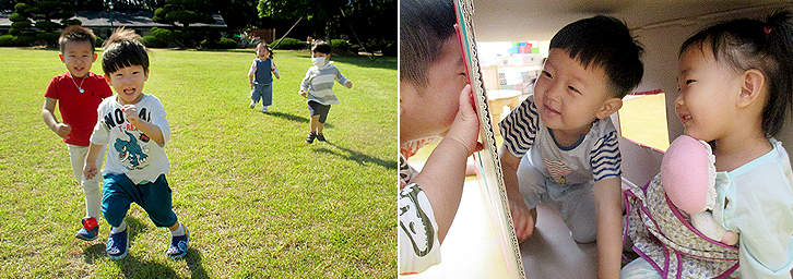 아이들이 어린이집에서 친구들과 함께 노는 모습